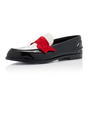 FSJ Black and White Patent Leather Closed Toe Loafer Shoes for Women